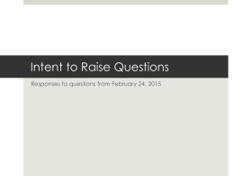 Intent to Raise Questions - California State University