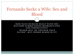 Fernando Seeks a Wife: Sex and Blood