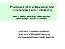 Photocured Films of Hyaluronic Acid Functionalized with