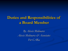 Duties and Responsibilities of a Board Member