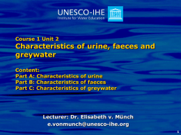 Characteristics of urine, faeces and greywater