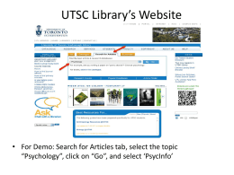 UTSC Library’s Website - University of Toronto