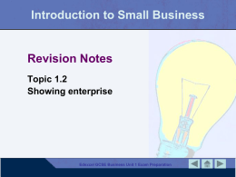 Introduction to Small Business