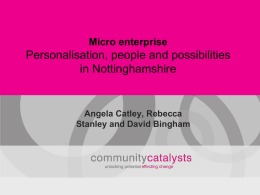 Micro enterprise Personalisation, people and possibilities