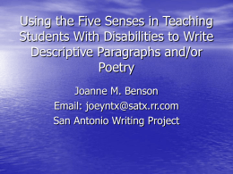 Writing using your senses - San Antonio Writing Project