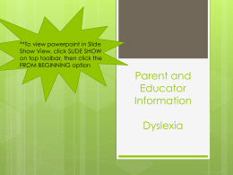 Dyslexia Parent Information Questions and Answers
