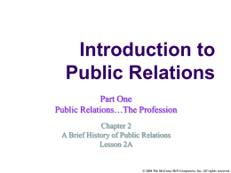 Course: Public Relations: The Profession and Practice