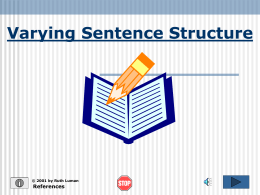 Varying Sentence Structure - Waunakee Intermediate School