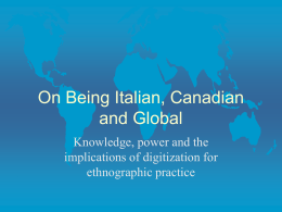 On Being Italian, Canadian and Global
