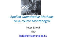 Applied Quantitative Methods III. MBA course Montenegro