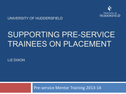 Pre-Service Modules - University of Huddersfield