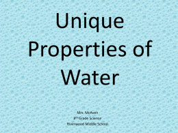 Properties of Water - Johnston County Schools
