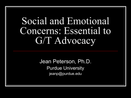 Social and Emotional Concerns: Essential to G/T Advocacy