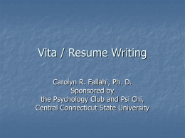 Vita / Resume Writing - Central Connecticut State University