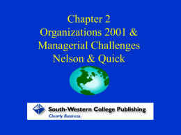 Chapter 2 Organizations 2001 and Managerial Challenges