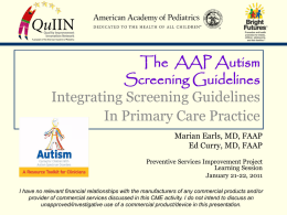 The New AAP Autism Screening Guidelines