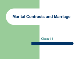 Marital Contracts and Marriage