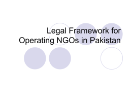Legal Framework for Operating NGOs in Pakistan