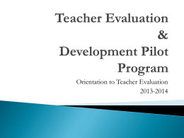 Teacher Evaluation & Development Pilot Program
