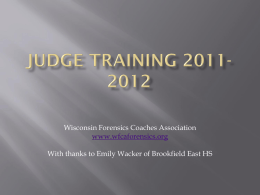 Brookfield East Judge Training 2009
