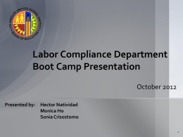 Labor Compliance Department Boot Camp Presentation