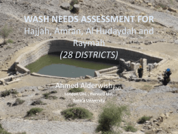 WASH NEEDS ASSESSMENT FOR Hajjah, Amran, Al Hudaydah …