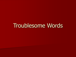 Troublesome Words - Book Units Teacher