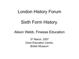 London History Forum Sixth Form History
