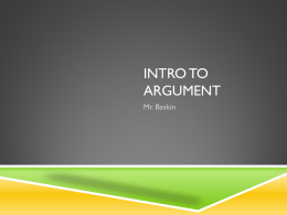 Intro to Argument - Perry County Middle School