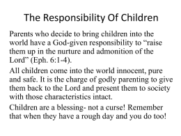 The Responsibility Of Children
