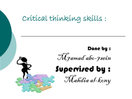 Critical thinking skills - An