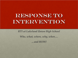 Response to Intervention - Lakeland Union High School