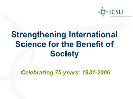 Strengthening International Science for the Benefit of