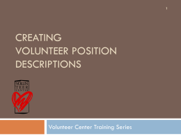 Creating Volunteer Position Descriptions