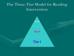 The Three-Tier Model for Reading Intervention