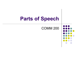 Parts of Speech - Humber College