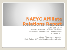 NAEYC Affiliate Relations Report