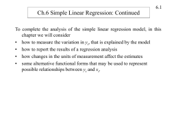 Ch.6 Simple Linear Regression: Continued