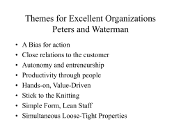 Themes for Excellent Organizations Peters and Waterman