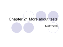 Chapter 21 More about tests