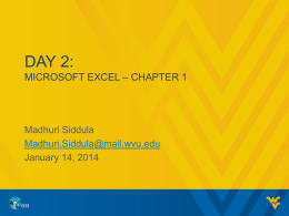 Day 2:MICROSOFT EXCEL – CHAPTER 1