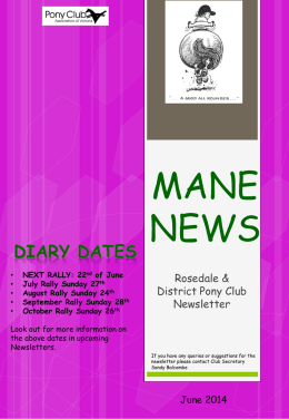 MANE NEWS - Rosedale & District Pony Club Inc.