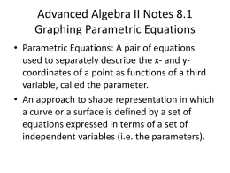 Advanced Algebra II Notes 8.1 Graphing Parametric Equations