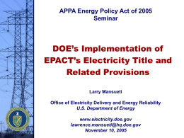 Is The Distributed Generation Revolution Coming: A Federal