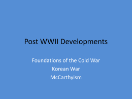 Post WWII Developments