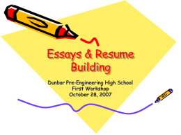 Essays & Resume Building
