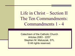 Life in Christ – Section II The Ten Commandments