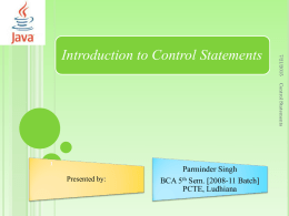Introduction to Control Statements