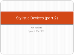 Stylistic Devices - Springfield Public Schools
