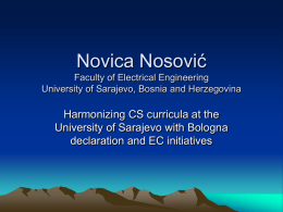 Novica Nosović Faculty of Electrical Engineering Universitz